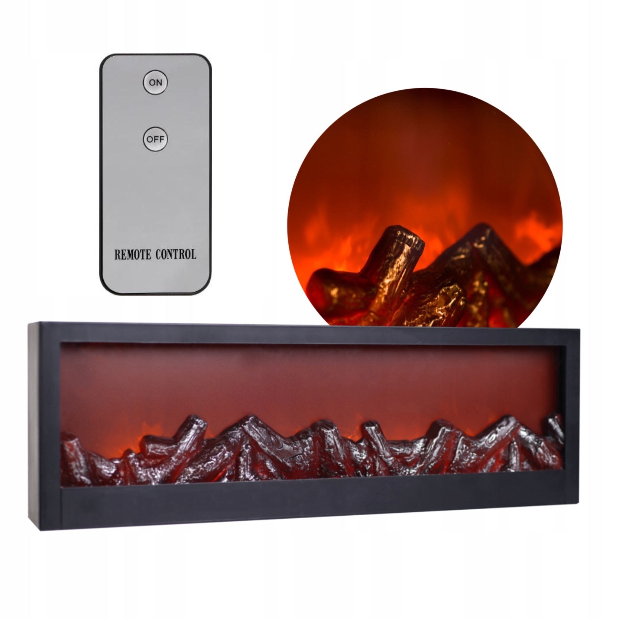 Nástenný krb bez funkcie vykurovania, elektrický MODERNÝ ELEKTRICKÝ KRB LED DEKORÁCIA čierna 0 W 60 x 20 x 10 cm